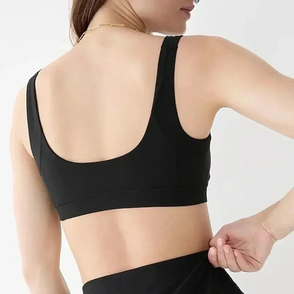 J.Crew CloudStretch scoopneck sports bra Black NWT XS